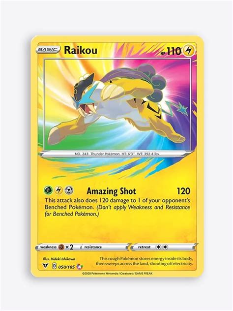 Vivid Voltage Raikou Amazing Rare Holo Foil Card Gold Pokemon Cards