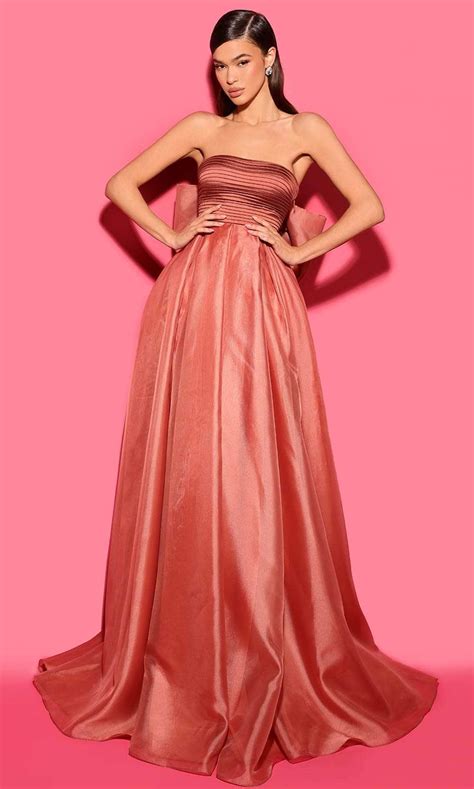 Tarik Ediz 53156 Strapless Ruched Detailed Prom Gown Couture Candy