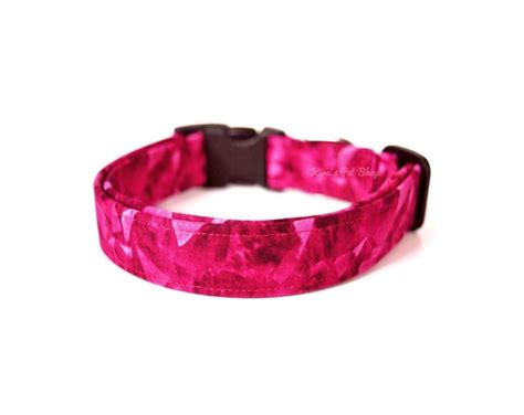 Pink Crystal Dog Collar, Hot Pink Dog Collar, Designer Dog Collar, Pet ...