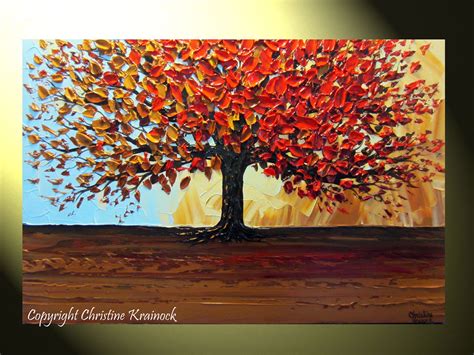 Original Art Abstract Painting Red Tree Of By Christinekrainock