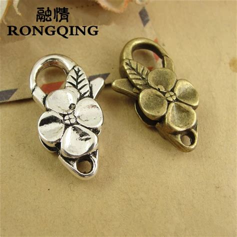 RONGQING 20pcs Lot Unique Flower Lobster Clasps Jewelry Findings 26