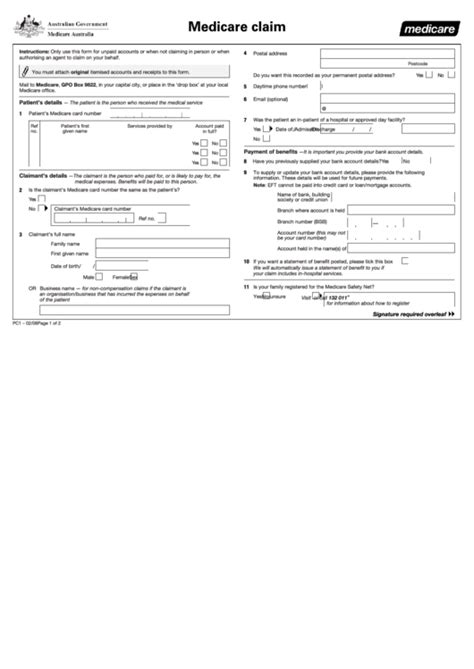 Fillable Medicare Claim Form Black And White Printable Pdf Download