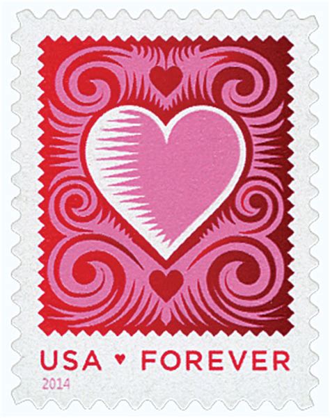 4847 2014 First Class Forever Stamp Love Series Cut Paper Heart Mystic Stamp Company