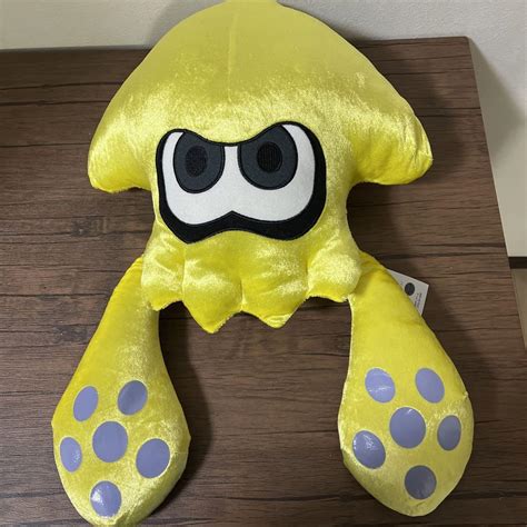 Splatoon 3 Diecut Cushion Big Plush Doll Ika Squid Yellow Nintendo Game