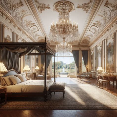 Castle Bedroom with Canopy Bed and Chandelier