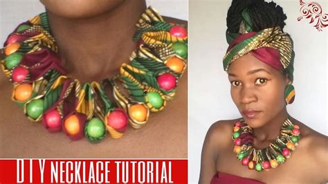 Diy Ankara African Print Ruffle Beaded Necklace Diy African Jewelry Diy Hair Accessories