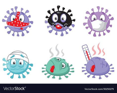 Funny coronavirus covid19 19 set flat style Vector Image