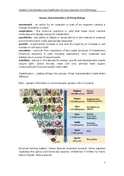 Cie Igcse Biology Chapter Classification Of Living Organisms Student