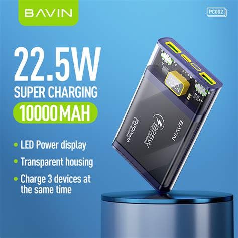 BAVIN PC001S 10000 MAh 22 5W PD QC3 0 Two Way Fast Charge Portable