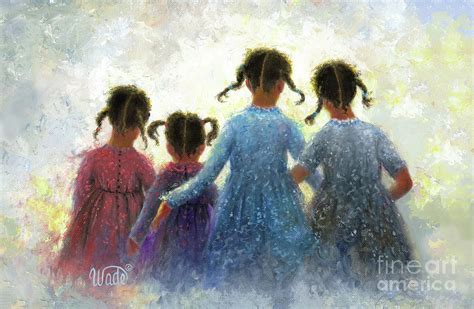 Pigtails Four African American Sisters Painting by Vickie Wade - Fine ...