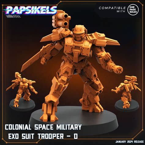 3D Printable COLONIAL SPACE MILITARY EXO SUIT TROOPER D by PAPSIKELS MINIATURES