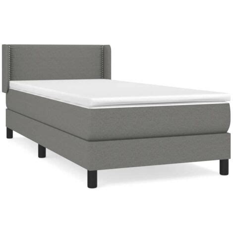 Lit à sommier tapissier avec matelas Gris foncé 90x200 cm Tissu