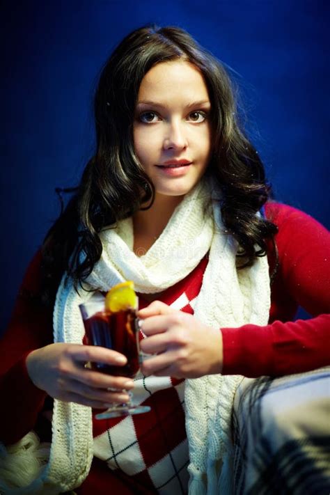 Charming Brunette Stock Image Image Of Beverage Glass