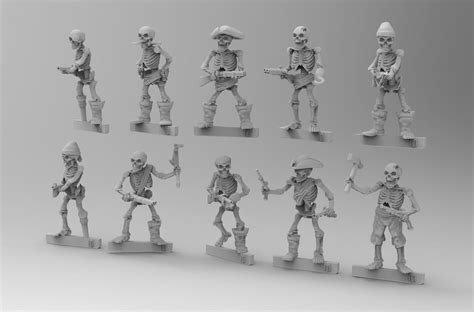 28mm Undead Skeleton Pirate Wargaming Miniatures 3d Print 3d Model 3d