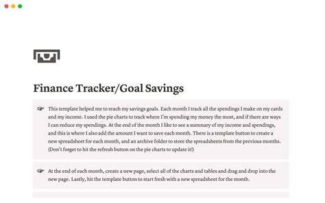 Finance Trackergoal Savings Notion Template