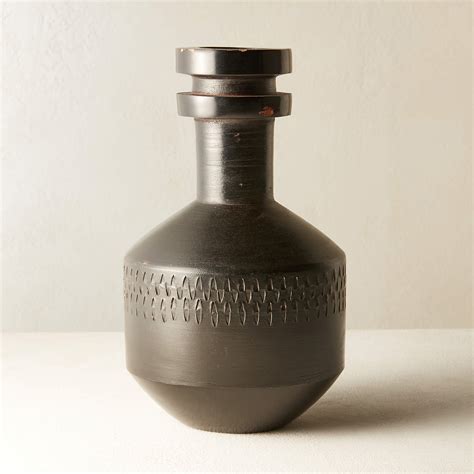 Smoke Modern Stack Black Terracotta Vase Reviews Cb2 Canada