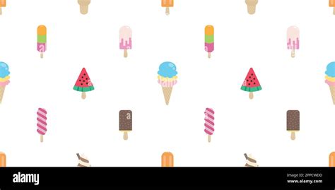 Ice Cream Seamless Pattern Vector Cone Chocolate Vanilla Isolated