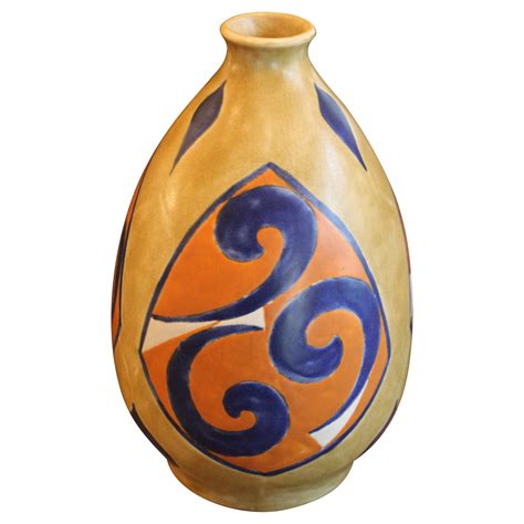 Large Belgian Art Deco Pottery Vase At 1stdibs