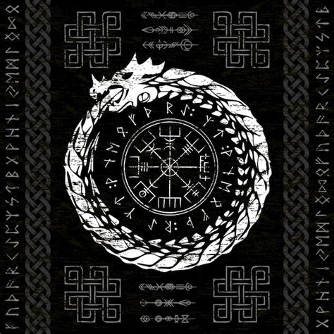 Premium Vector | Abstract dragon viking white symbol with runes