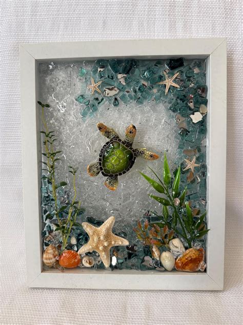 diy beach resin painting set seahorse   sea glass art mosaic