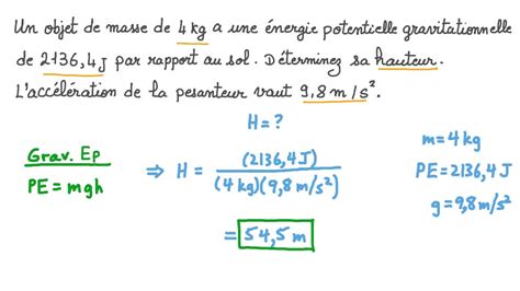 Vidéo question Détermination de laltitude dun corps en utilisant l