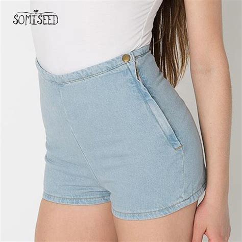 2018 High Waisted Denim Shorts Women Candy Color Short Jeans Ladies