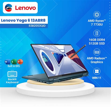 Jual LENOVO YOGA 6 13ABR8 AMD Ryzen R7 7730U 16GB 512GB SSD Windows 11