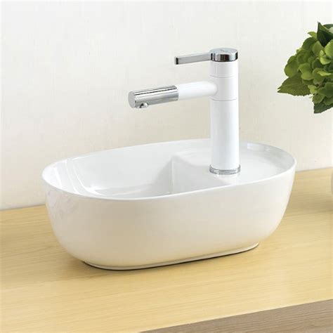 Раковина накладная NR-42, белая, узкая купить в интернет-магазине Decoriko