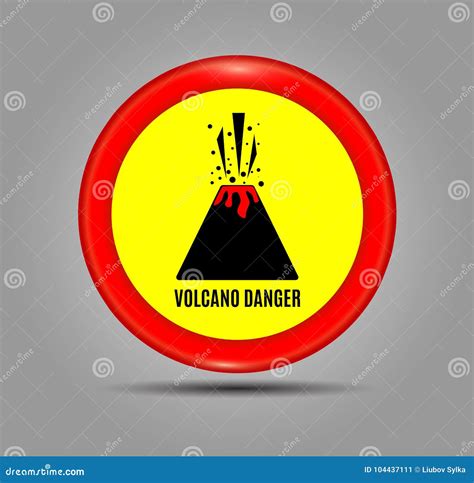 Graphic Banner Of With Text Danger Volcano Round Red Icon Sign