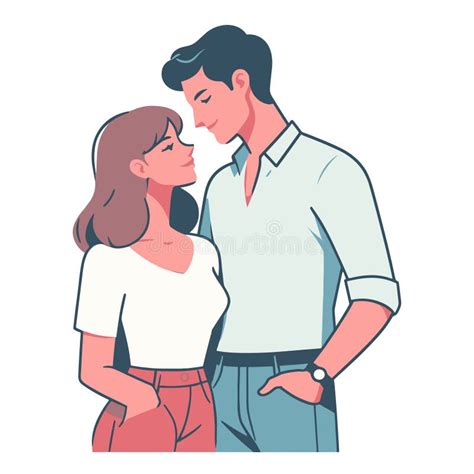 Romantic Couple Lovers Vector Illustration Happy Young Male Female Couple Together Wife And