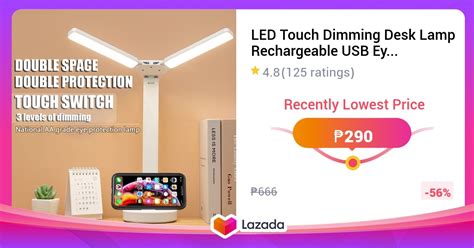 Led Touch Dimming Desk Lamp Rechargeable Usb Eye Protection Table Lamp