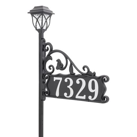 Address America Boardwalk Double Sided Reflective Lawn Address Sign With Led Solar Light 58