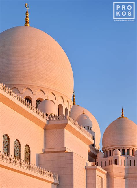 Sheikh Zayed Grand Mosque Domes At Sunset Abu Dhabi Photos Prokos