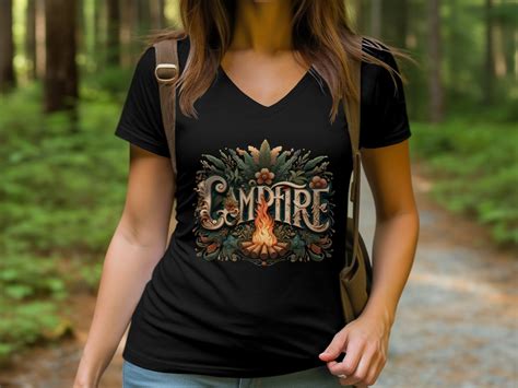 Campfire Graphic T Shirt Nature Inspired Design V Neck Sweatshirt Hoodie Outdoor Adventure