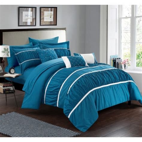 Chic Home 10 Piece Aero Pleated And Ruffled Bed In A Bag Comforter And