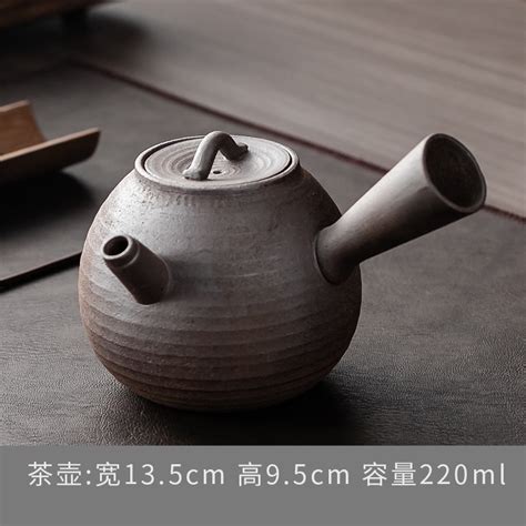 無釉粗陶茶壺 手工原陶老巖泥側把壺 古樸泡茶器 陶瓷功夫茶具 蝦皮購物