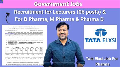 Recruitment For Lecturers Posts Pharmacist Vacancy At Pune