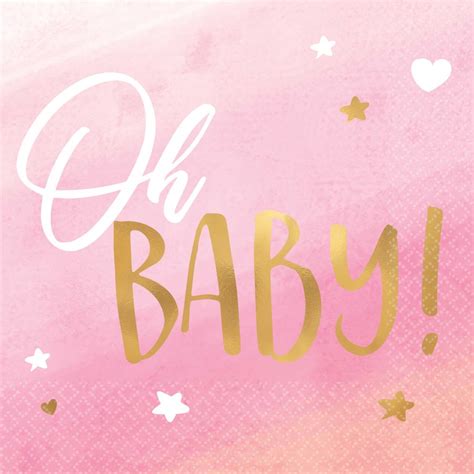 Oh Baby Pink Beverage Napkins Hot Stamped Pack Big W