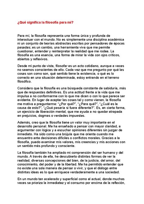 Reflexiones sobre la Filosofía: Significado Personal y Social - Studocu