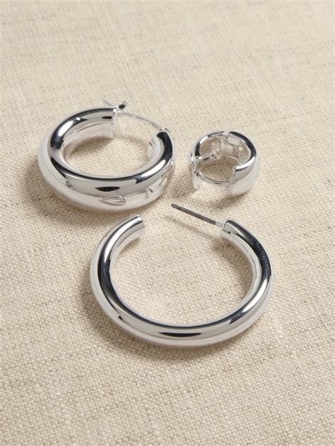 Silver Hoop Earrings Set Banana Republic Factory