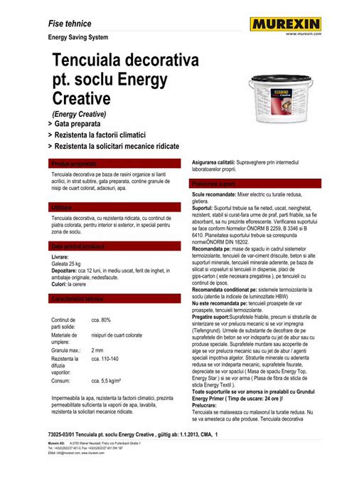 PDF Energy Saving System Tencuiala Decorativa Pt Soclu Energy