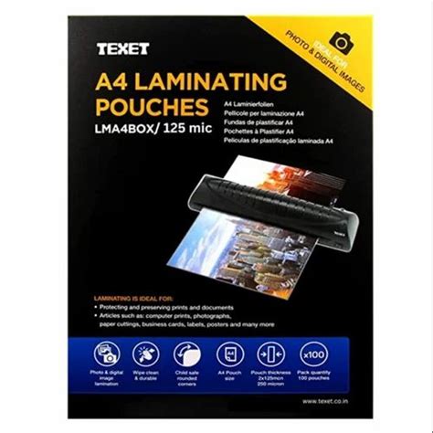 Texet A Laminating Pouches Pack Of Clear Glossy Quality