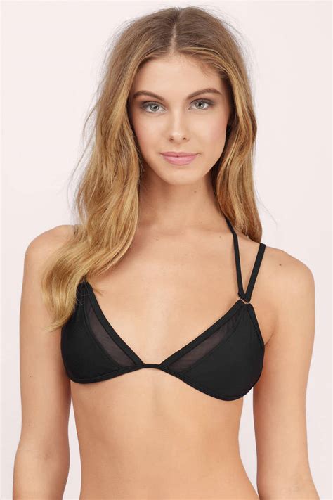 Let Go Black Mesh Strappy Triangle Bikini Top Tobi Us