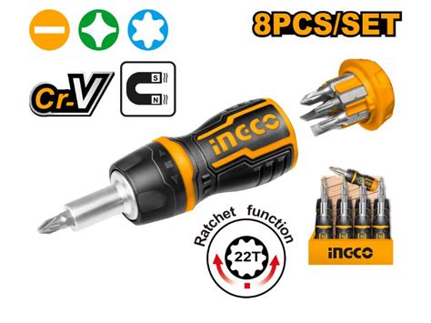 8 in 1 Stubby Ratchet Screwdriver Set – Ingco Tools South Africa