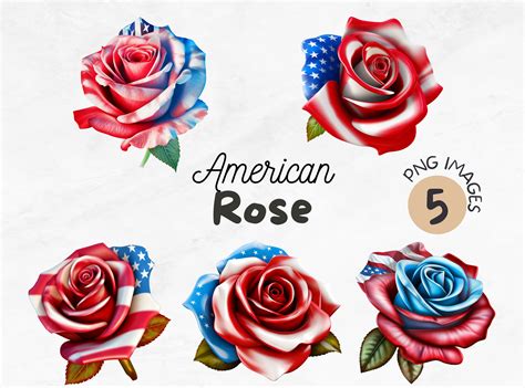 American Rose PNG Patriotic Clipart US Flag Png American - Etsy