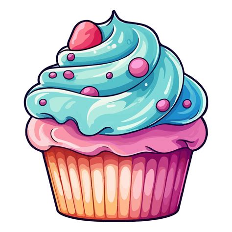 Colorful cupcake modern pop art style, cupcake Sticker, pastel cute ...