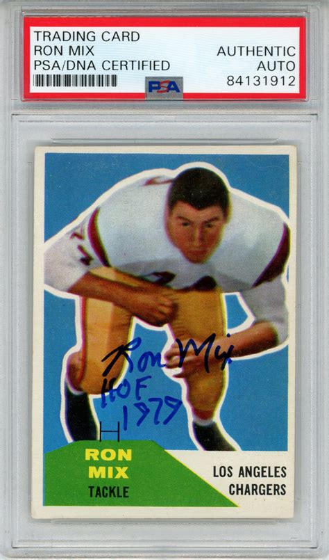 Ron Mix Autographed 1960 Fleer 118 Rookie Card HOF PSA Slab Denver