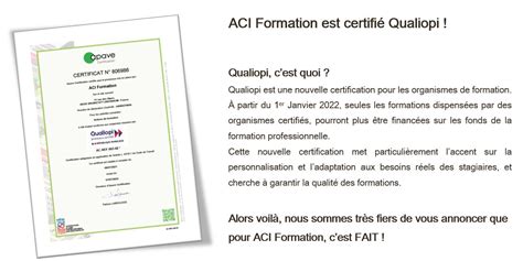 Aci Formation Est Certifi Qualiopi