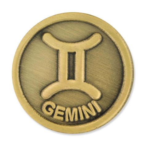 Antique Gold Gemini Zodiac Pin | PinMart