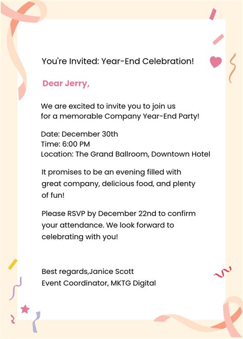 Free Professional Party Invitation Email Template To Edit Online